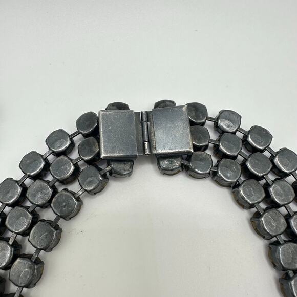 Vintage pewter tone Swarovski alexandrite rhinestones necklace bracelet parure - Picture 10 of 11